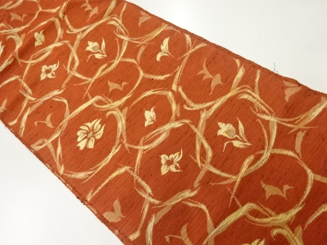 JAPANESE KIMONO / NAGOYA OBI / SILK / WOVEN FLOWERS